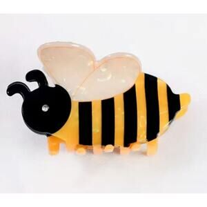 Bee Shaped Acrylic Hair Claw Clip Strong Hold Adorable Yellow & Black